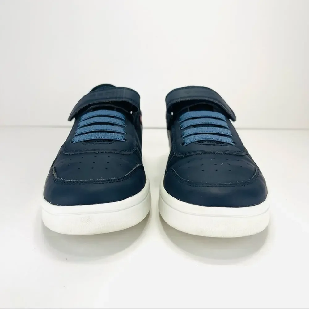 Geox Respira Youth Classic Sneaker Size 5 Navy Blue Italian Leather Padded Comfy